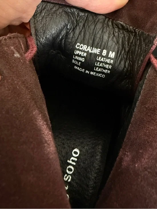 SOHO- Coraline Leather Lace Up Heeled Ankle Boots | Burgundy - Picture 6 of 6